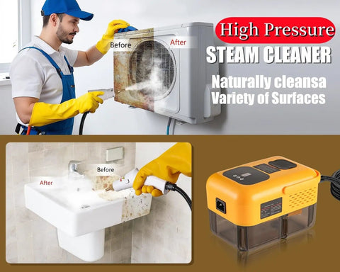 Handheld Steam Cleaner With 2500W High Pressure For Deep Cleaning Floors Kitchen Tile And Bathroom Grout Includes 14 Accessories For Car Detailing Upholstery Cracks Through Stains No Sweat Sanitizing in action cleaning surfaces.