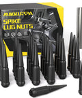 Spike Lug Nut Kit M14x1.5 For Chevy Silverado Suburban Tahoe Colorado GMC Sierra Yukon Ram 1500 Ford F150 Expedition Jeep Wrangler Grand Cherokee Black Closed End Spiked Wheel Nuts With Socket Key 24 Piece Bolt On Replacement
