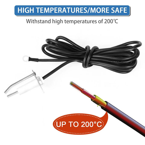 Push Button Fire Pit Igniter Kit With Dual Outlets And Ground Wire 48 Inch Electrode Ignition Cable, high temperature resistant cable