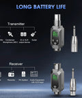 Wireless Microphone System With XLR Transmitter And Receiver UHF 262 Foot Range 8 Hour Battery For Condenser And Dynamic Mics PA Mixer Guitar Live Stage Performance Karaoke with long battery life and connectivity features.