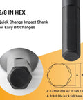 Close-up of 3/8 inch hex shank for Half Inch By Twelve Inch Auger Drill Bit With Three Eighths Inch Hex Shank For Wood And Drywall