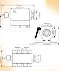 Heavy Hitter CNC Router Fourth Axis Rotary Table dimensions drawing showing size specifications and detailed measurements.