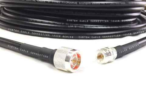 35 Foot LMR 400 Coax Extension N Male To N Female For Outdoor Ham Radio WLAN CB and WiFi Antennas close-up on connectors