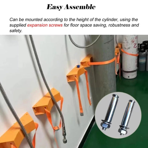 Wall Mounted Oxygen Cylinder Rack With Adjustable Design, 39 Inch Strap And 2 Screws, Heavy Duty ABS Organizer, orange units