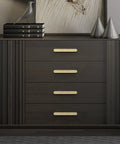 Brushed Gold Cabinet Handles Set of 2 With 5 Inch Hole Centers Solid Zinc Alloy Drawer Pulls on dark cabinet