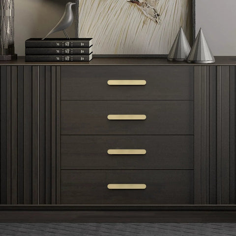 Brushed Gold Cabinet Handles Set of 2 With 5 Inch Hole Centers Solid Zinc Alloy Drawer Pulls on dark cabinet