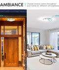18 Inch LED Flush Mount Ceiling Light With Five CCT Modes 2700K To 5000K Dimmable 24W 2160 Lumens shown indoors and outdoors