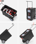 17 Inch Tool Box With Mixed Plastic Lid And Metal Body Small Toolbox With Removable Tray And Carry Handle in four views
