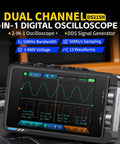 2-In-1 Handheld Oscilloscope With DDS Signal Generator, 50 MHz Bandwidth, 2 Channels, Portable 250 MS/s Sampling