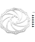180mm Stainless Steel Disc Brake Rotor With 6 Bolts And T25 Torx Wrench For Mountain Road Bike MTB BMX Bicycle Heat Resistant Anti Rust 44mm Bolt Circle Hub shown with included screws and tool