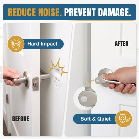 Before and after showing 200 Count 0.4 Inch Round Cabinet Door Bumpers Self Adhesive Silicone Pads for door noise reduction.