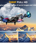 RC Plane With 1080P Camera For Adults And Kids, FPV Live View, Waypoint Functions, Altitude Hold, Red fighter jet glider over mountains