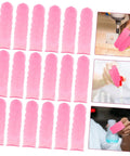 No Sweat Finger Shields Durable Anti Static Pink Latex Covers For Joint Relief And Cracked Skin Repair, multiple finger sleeves displayed.