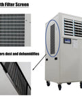 Workhorse Industrial Spot Cooler Dropping 20400 BTU Frost With 3600 Cubic Meter Hour Airflow And Beefy 14 Liter Tank features filter screen for dust filtration.