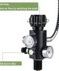 Dual Gauge Paintball Fill Station Valve With 7/8-14UNF Thread 4500 Psi High Pressure Tank Charging System close-up of gauges