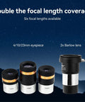 4mm 10mm 23mm Eyepiece Set With 2x Barlow Lens For 1.25 Inch Tubes, 62 Degree Wide Angle View, Fully Coated Optics, M42 Thread