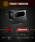 Two Pack Trailer Light Boxes Kit With 6 Inch Oval LED Tail Lights And 2 Inch Red Round Marker Lights, heavy duty steel housing dimensions