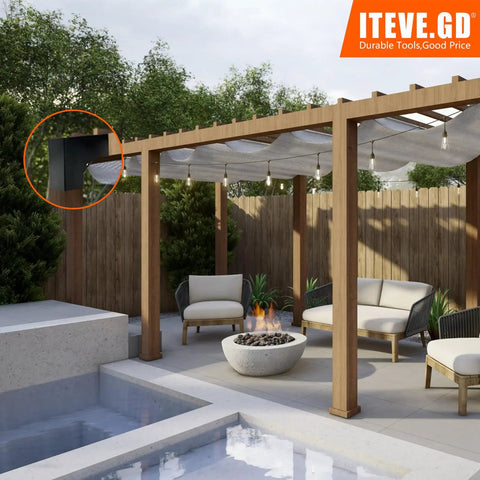 Outdoor pergola with Beefy 2 Way L Shaped Pergola Corner Bracket DIY Kit For 4x4 Lumber Actual 3.5 By 3.5 Inches, installed