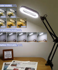 10X Square Magnifying Glass With Light And Stand Real Glass LED Magnifier with clamp, 5 color modes, on desk