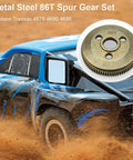 Beefy 86T Spur Gear 48P Steel Transmission Set for Traxxas Slash 2WD Rustler Stampede with 19T 21T Pinions, RC Truck Background