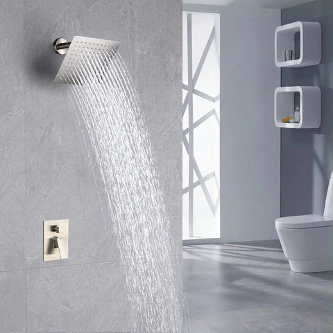 High Pressure Rain Shower Head With 304 Stainless Steel Build, 8 Inch Brushed Nickel Finish, Air-In Technology Delivers Powerful Spray