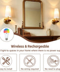 Stepeak Vintage Gold Wireless Wall Sconces Battery Operated, Walnut Wood Rechargeable Wall Lights Set of 2 with Fabric Shade in cozy interior.