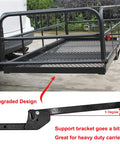 Heavy Duty Hitch Mount Cargo Carrier For 2 Inch Receiver 60 By 24 By 14.4 Inch Folding Luggage Rack with mesh surface attached to vehicle