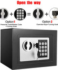 4.6L Digital Steel Safe With Electronic Lock For Home Or Office showing keypad and key lock options