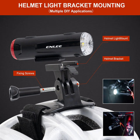 2 In 1 Bike Headlight And Taillight For Night Riding USB Rechargeable Front And Rear Helmet Light IP66 Waterproof Five Modes With Mount Bracket Perfect For Safe City And Trail Cycling