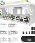 10x20 Pop Up Canopy Tent With 6 Removable Sidewalls, One Push Center Top Setup, Quick No Tools Frame, Waterproof Outdoor Event Shade