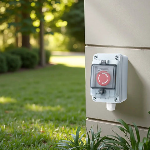 IP67 Waterproof Emergency Stop Button With Enclosed Box Dual NO And NC Contacts on outdoor wall