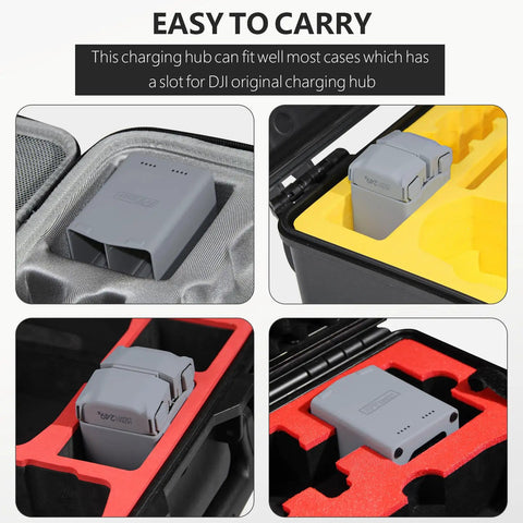 Two-Way Fast Charging Hub For DJI Mini 5 Pro, Mini 4 Pro, And Mini 3 Drones fits snugly into various case slots