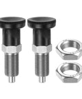 Pair Of Stainless Steel Push Fit Ball Nose Spring Plungers And M16x1.5 Return Knobs, heavy duty, stainless steel construction.