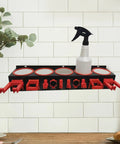 Heavy Duty Galvanized Steel Wall Mount Spray Bottle Rack Organizer Holds A Ton Of Cleaners And Jars Keeps Your Garage Super Neat Without Hogging Counter Space Or Causing Headaches, featuring clear storage for bottles.