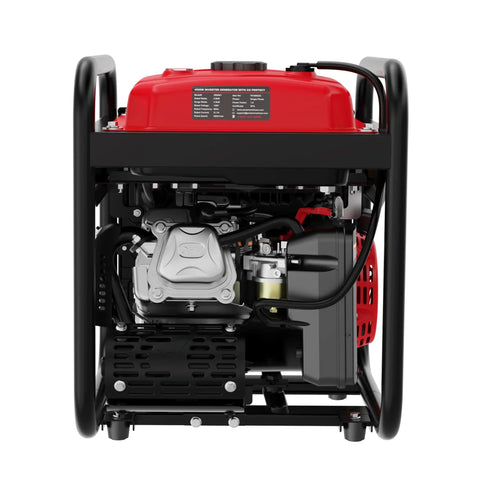 Close-up of 4500 Watt Portable Generator With Carbon Monoxide Alarm And Inverter Technology showing detailed components and design.