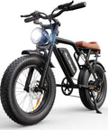 Beast 1500W Electric Fat Tire Bike For Adults With 33 MPH Top Speed 40 To 75 Mile Range 48V 15.6Ah Removable Battery 7 Speeds 3 Modes Full Suspension Dual Disc Brakes 20 Inch All Terrain Fat Tires UL 2849 Certified black fat tire e-bike with headlight and brown seat