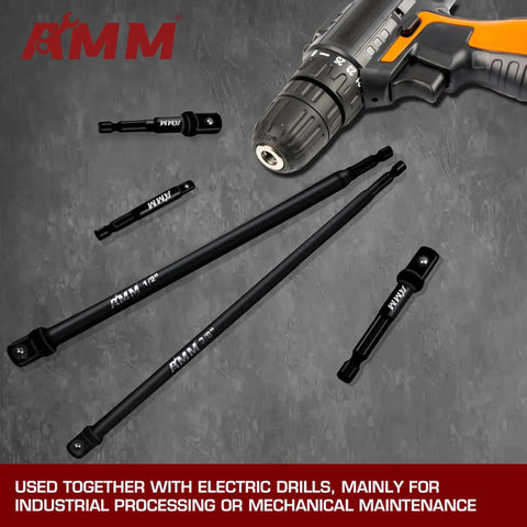9 Piece Impact Socket Adapter Set For Power Drill To High Torque Wrench, 1/4 Inch, 3/8 Inch And 1/2 Inch Drives With Extensions