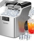 Countertop Ice Cube Maker Machine With 24 Cubes Fast Ice In 13 Minutes, 45 Lbs Per Day, 2 Water Inlets, Auto Clean