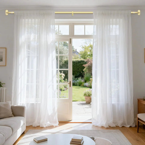 Wrap Around Blackout Curtain Rods 36 To 120 Inch 1 Inch Diameter Heavy Duty Metal Rod With Aluminum Bracket over sheer curtains
