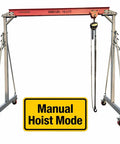 Beefy Portable Gantry Crane 2000 Lbs Lift Capacity Ten Point Five Feet Wide Adjustable Gantry with Manual Hoist Mode