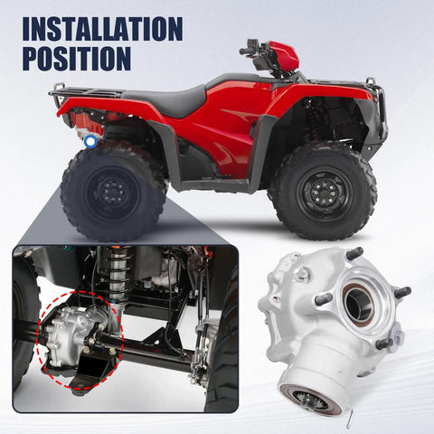 Trail Tested Straight Bolt Swap Replacement For Honda Fourtrax Rancher 420 ATV 2007 Through 2013, showing installation position on rear differential.