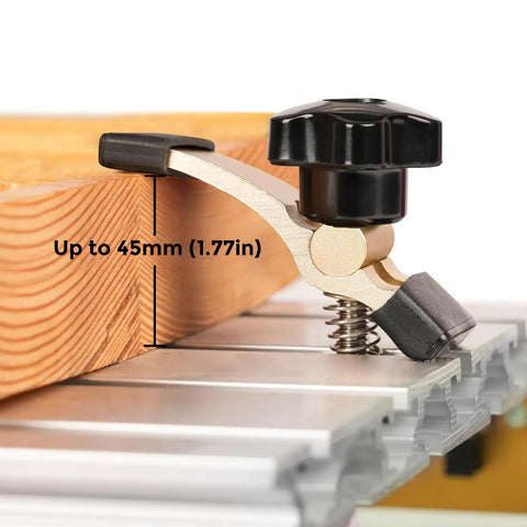 4 Piece Mini Hold Down Clamp Kit For CNC Routers Ideal For Woodworking And Metalworking Compatible With 3018 Series Machines Like 3018 Pro Max And 3018 Pro Ultra Compact 65mm Long 20mm Wide 62mm High Clamps That Grip Materials Up To 1.77 Inches, holding wood on T-slot bed