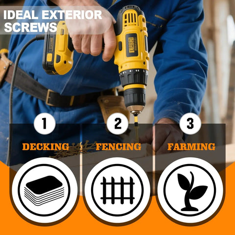 Exterior Deck Screws 8x1 Inch Bronze Coated for Outdoor Wood 420 Pieces Coarse Thread T25 Star Bit 1000 Hour Salt Spray Tested used in drilling