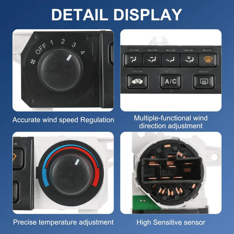 Detail view of Plug N Play AC Heater Climate Control Module for Honda Accord 1998 to 2000 and Honda Odyssey 1998 to 2004.