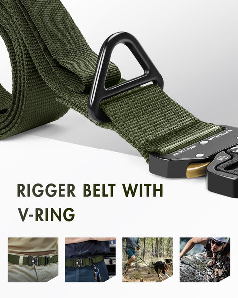 Rigger Tactical Belt For Men With Quick Release V Ring Buckle Heavy Duty Nylon Web Work Belt 45 Inch Length 1.5 Inch Width Fits 30 To 36 Inch Waists Built For The Job Workhorse Tough And Reliable