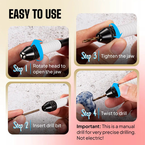 Instructions for using Pin Vise Hand Drill Manual For Jewelry Making With Micro Drill Bits 0.8mm To 2.5mm Rotary Craft Drill