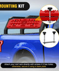 Heavy Duty Off Road Traction Boards With Jack Lift Base For Trucks SUVs Jeeps Tire Recovery Mats Mounted on Blue Truck