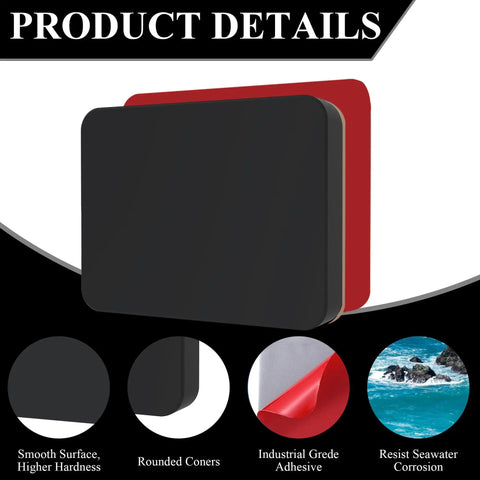 Screwless Transducer Mounting Plate For Boats, No Hull Drilling, Freely Mount On Your Boat, 4.5 By 3.5 Inch Standard Size, Black, Perfect For Small To Medium Sonar Transducers, Easy Clamp On, black plate with adhesive backing