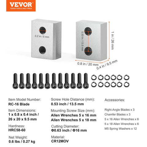 Dude, check out these bad-ass VEVor Electric Rebar Cutter Replacement Blades with mounting screws and washers for RC-16 model.