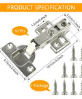 Door Stay Hinges 10 Pack Full Overlay No Slam Soft Close Cabinet Hinges With Silent Hydraulic Design product dimensions